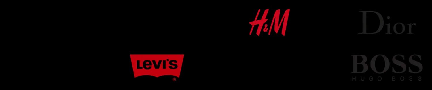 Logos of companies where readers work: Adidas, Gucci, H&M, Dior, Zara, Levi's, Nike, Hugo Boss